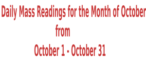 Catholic Daily Mass Readings for October 2025 ~ from October 1 to October 31 2025