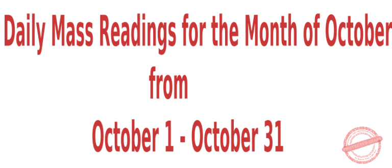 Catholic Daily Mass Readings for October 2025 ~ from October 1 to October 31 2025