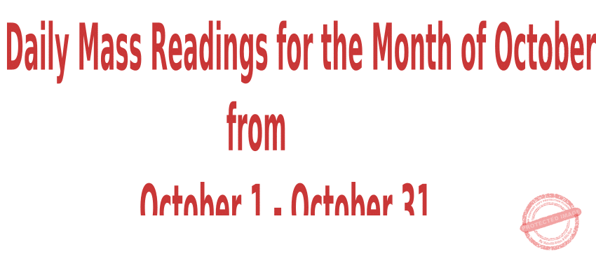Catholic Daily Mass Readings for October 2023 - from October 1 to October 31