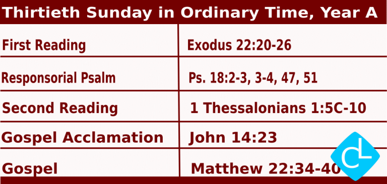 Catholic Mass Readings for October 25 2026, 30th Sunday in Ordinary Time Year A