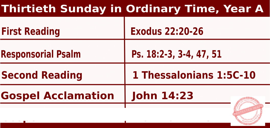 Sunday Mass Readings for October 29 2023, 30th Sunday in Ordinary Time