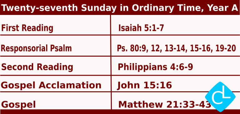 Catholic Mass Readings for October 4 2026, 27th Sunday in Ordinary Time Year A