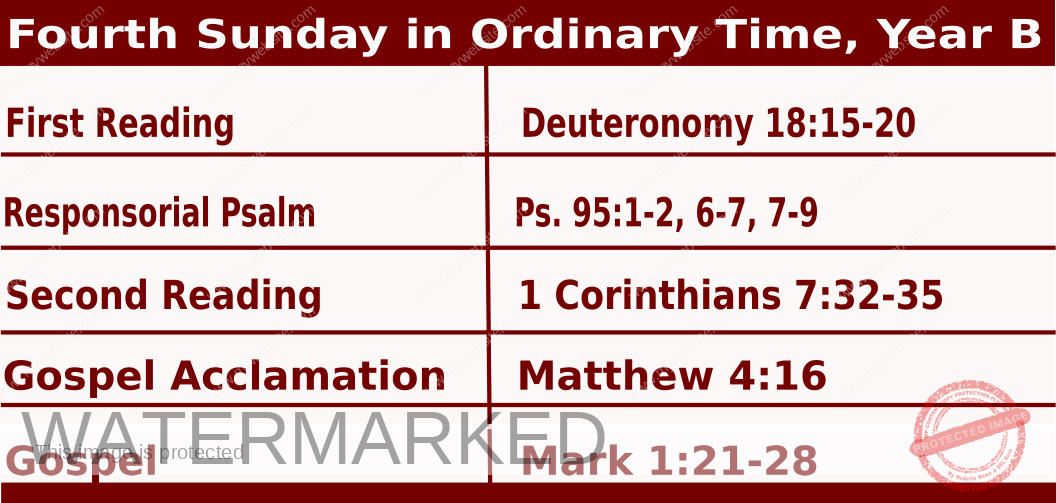 Sunday Mass Readings for January 28 2024, Fourth Sunday in Ordinary