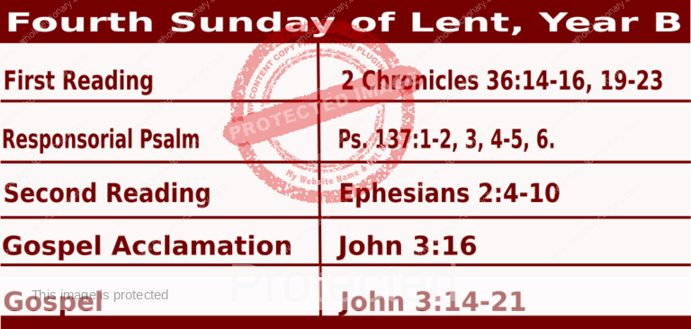 Sunday Mass Readings for March 10 2024, 4th Sunday of Lent, Yr B