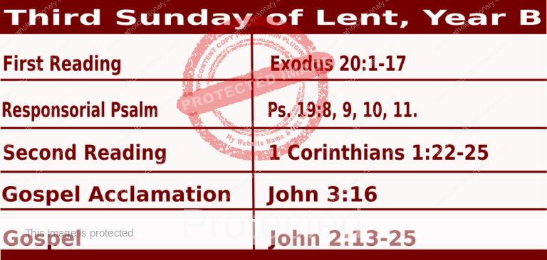 Sunday Mass Readings for March 3 2024, Third Sunday of Lent, Year B