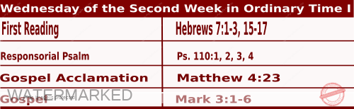 Mass Readings for January 20 2021, Wednesday of 2nd Wk Ordinary Time 1 Mass Readings January 20 2021, Wednesday of the Second Week in Ordinary Time (I).