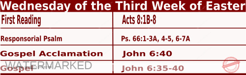 Mass Readings for April 21 2021,Wednesday of Third Week of Easter 1 Catholic Daily Mass Readings for April 21 2021, Wednesday of the Third Week of Easter.