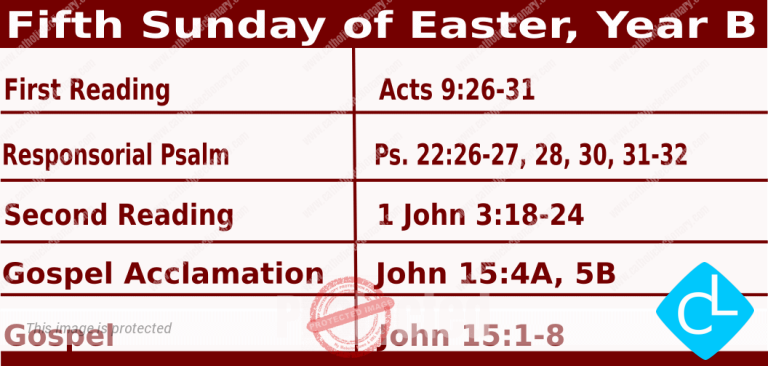 Catholic Mass Readings for April 25 2027, Fifth Sunday of Easter Year B