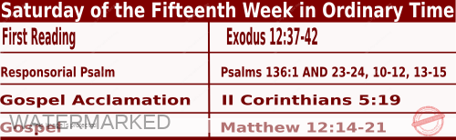 Catholic Mass Readings for July 19 2025, Saturday of the Fifteenth Week in Ordinary Time 
