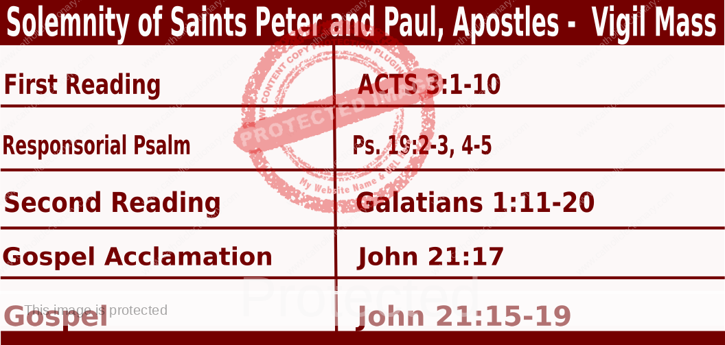 Daily Mass Readings  for Solemnity of Saints Peter and Paul Vigil Mass