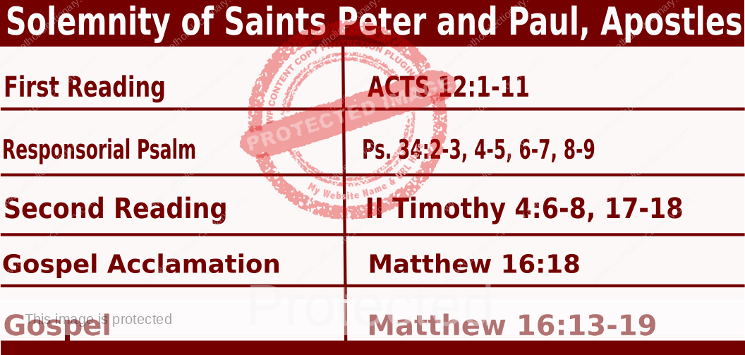 Daily Mass Readings for June 29 2022, Solemnity of Saints Peter & Paul