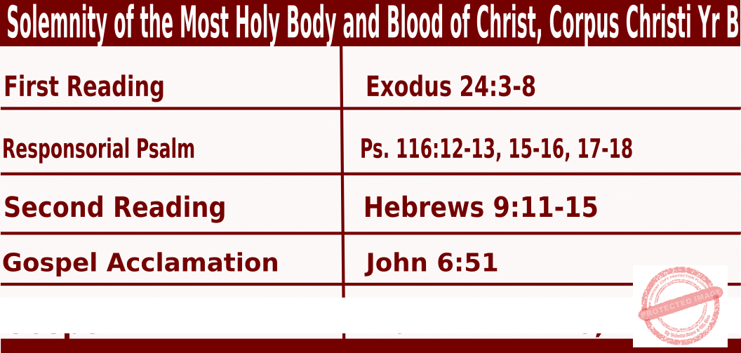 Sunday Mass Readings for June 2 2025, Solemnity of Corpus Christi Year B