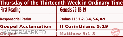 Catholic Mass Readings for July 6 2023, Thursday of the Thirteenth Week in Ordinary Time 