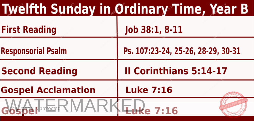 Catholic Mass Readings for June 23 2024, Twelfth Sunday in Ordinary Time Year B