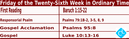 Catholic Mass Readings for October 3 2025, Friday of 26th Week in Ordinary Time