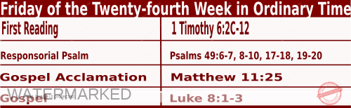 Catholic Mass Readings for September 22 2023, Friday of the Twenty-fourth Week in Ordinary Time 