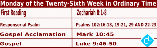 Catholic Mass Readings for September 27 2027, Monday of 26th Week in Ordinary Time