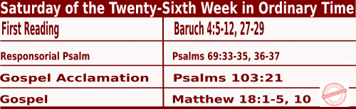 Catholic Mass Readings for October 4 2025, Saturday of 26th Week in Ordinary Time