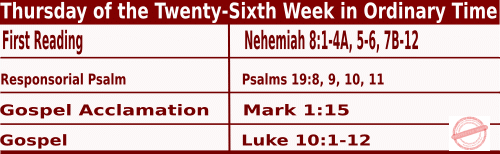 Catholic Mass Readings for October 2 2025, Thursday of 26th Week in Ordinary Time