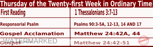 Catholic Mass Readings for August 31 2023, Thursday of the Twenty-first Week in Ordinary Time