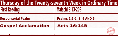 Catholic Mass Readings for October 12 2023, Thursday of the Twenty-seventh Week in Ordinary Time
