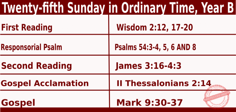 Catholic Mass Readings for September 19 2027, 25th Sunday in Ordinary Time Year B