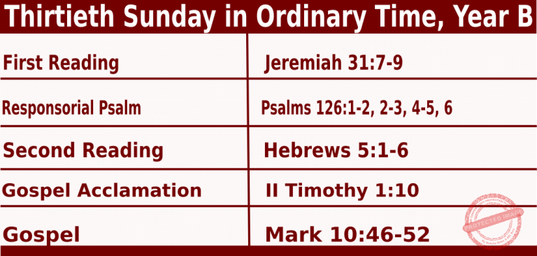 Catholic Mass Readings for October 24 2027, 30th Sunday in Ordinary Time Year B