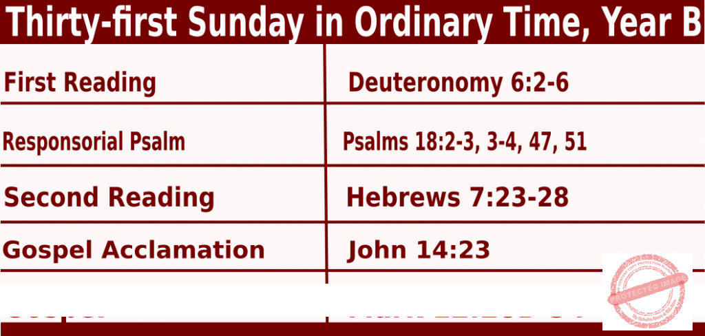 Bible quotations in Sunday Mass Readings for October 31 2021, Thirty-first Sunday in Ordinary Time, Year B - Catholic Readings for October 31 2021