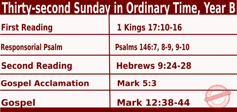 Catholic Mass Readings for November 7 2027, 32nd Sunday in Ordinary Time Year B