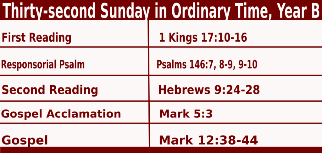 Bible quotations in Sunday Mass Readings for November 7 2021, Thirty-second Sunday in Ordinary Time, Year B - Catholic Readings for November 7 2021
