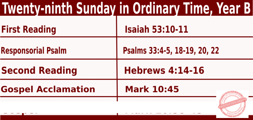 Bible quotations in Sunday Mass Readings for October 17 2021, Twenty-ninth Sunday in Ordinary Time, Year B - Catholic Readings for October 17 2021