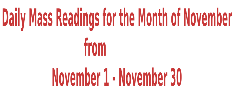Daily Mass Readings for November 2021 – November 1st – 30th