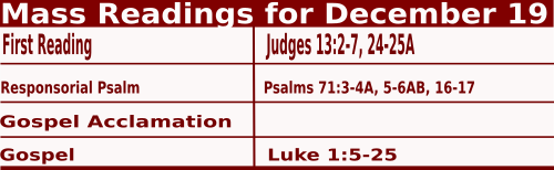 Bible quotations for Mass Readings for December 19 2022, Monday  