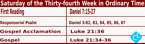 Catholic Mass Readings for November 29 2025, Saturday of 34th Week in Ordinary Time