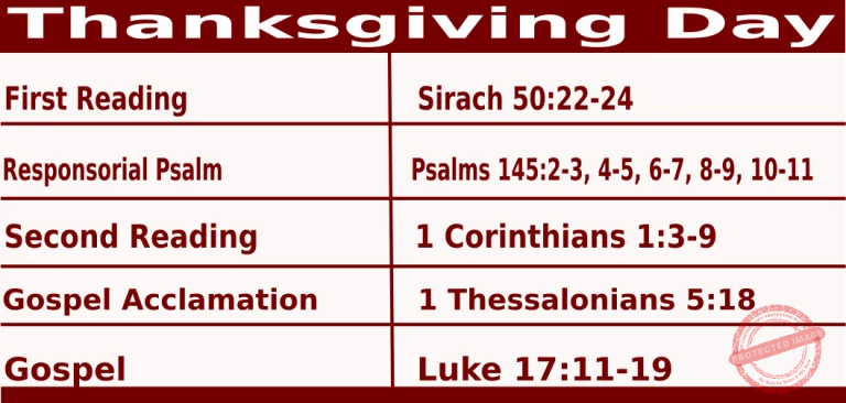 Catholic Mass Readings for Thanksgiving Day – November 25 2023