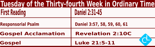 Catholic Mass Readings for November 25 2025, Tuesday of 34th Week in Ordinary Time