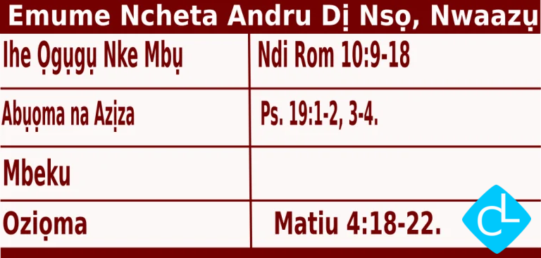 Igbo Mass Readings for November 30 2026, Emume Ncheta Andru Dị Nsọ, Onye Apostụl
