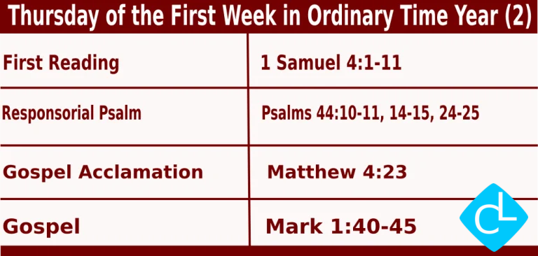 Catholic Mass Readings for January 15 2026, Thursday of First Week in Ordinary Time