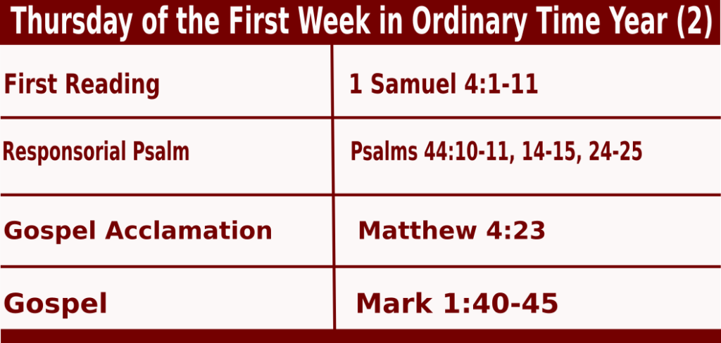 Bible quotations for Catholic Mass Readings for January 13 2022, Thursday of the First Week in Ordinary Time Year (2)  
