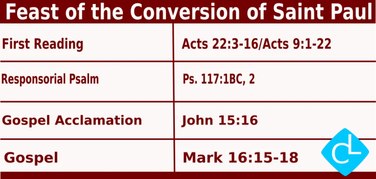 Catholic Mass Readings for January 25 2027, Feast of the Conversion of Saint Paul