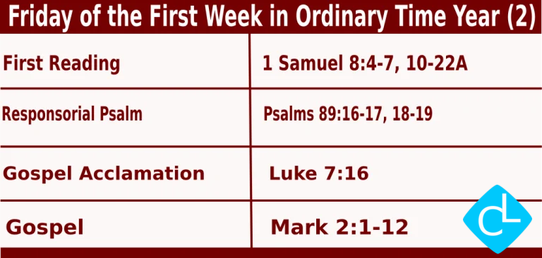 Catholic Mass Readings for January 16 2026, Friday of First Week in Ordinary Time