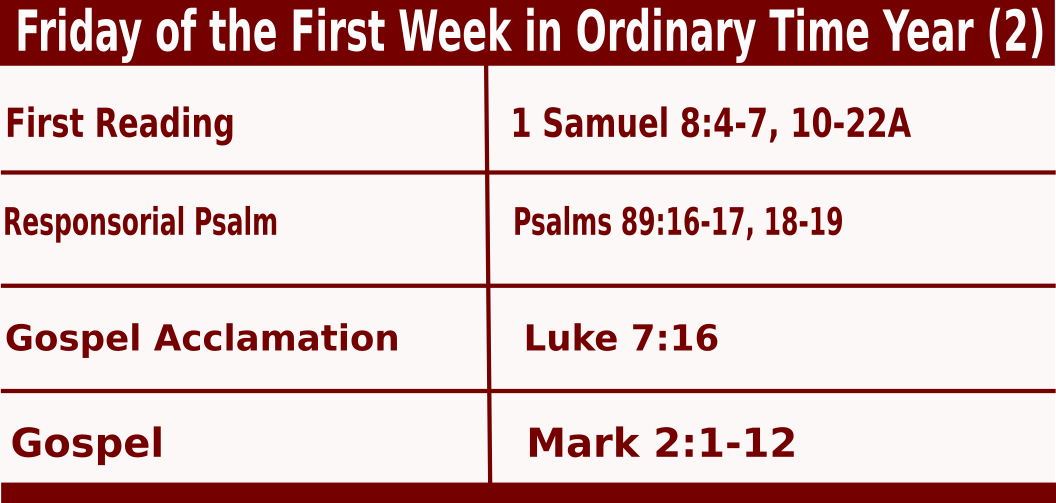 Daily Mass Readings for January 14 2022, Friday of 1st Week in Ordinary Time