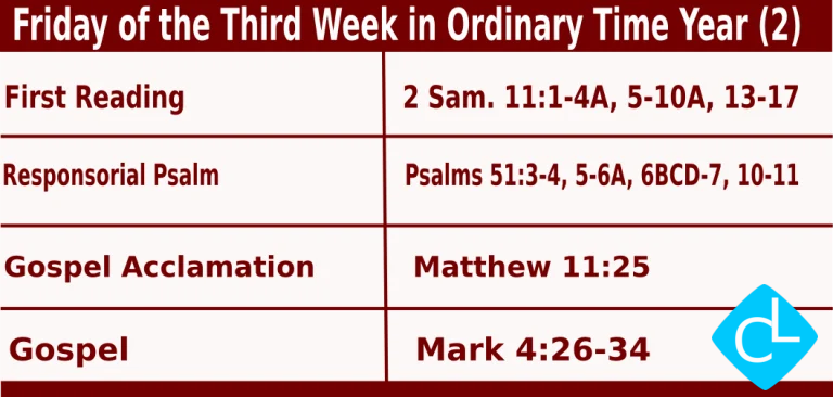 Catholic Mass Readings for January 30 2026, Friday of Third Week Ordinary Time