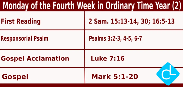 Catholic Mass Readings for January 31 2028, Monday of Fourth Week in Ordinary Time