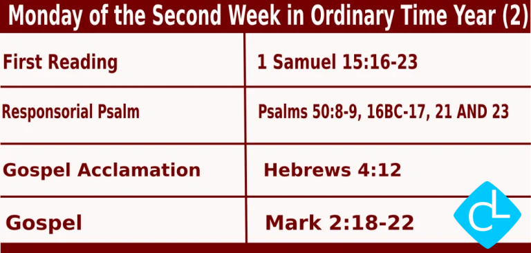 Catholic Mass Readings for January 19 2026, Monday of Second Week Ordinary Time