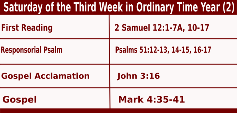 Daily Mass Readings for January 29 2022, Saturday of 3rd Week Ordinary Time