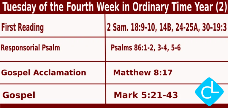 Catholic Mass Readings for February 3 2026, Tuesday of Fourth Week in Ordinary Time