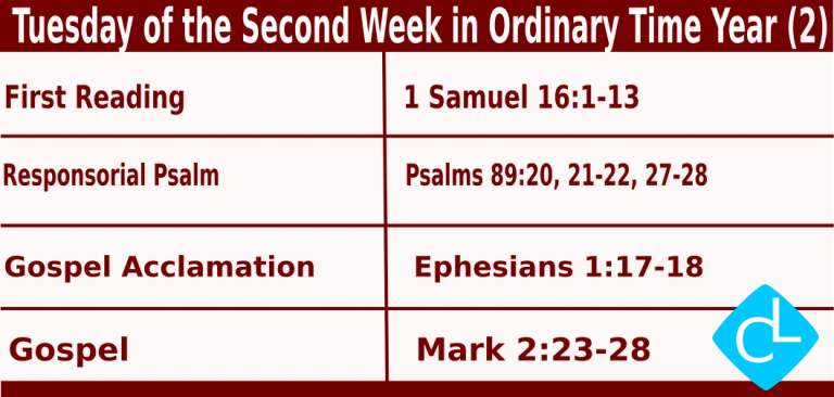 Catholic Mass Readings for January 20 2026, Tuesday of Second Week Ordinary Time