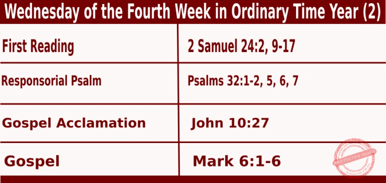 Catholic Mass Readings for February 4 2026, Wednesday of Fourth Week in Ordinary Time