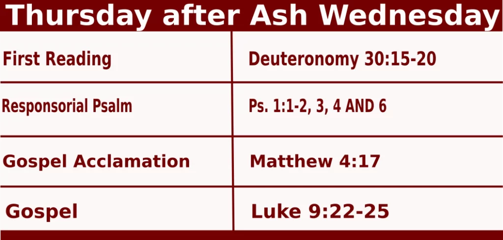 Catholic Mass Readings for February 23 20232, Thursday after Ash Wednesday